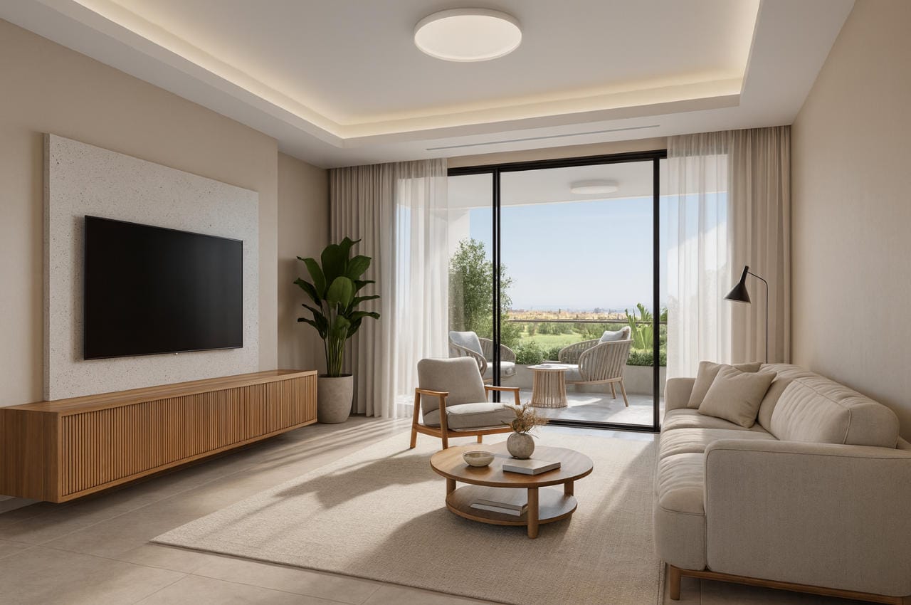 1510-Living-Room Modern 2 Bedroom Apartment in Livadia